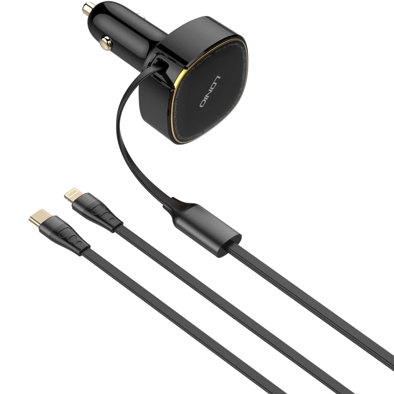 ldinio C107 cigarette lighter charger with cable | Fast and safe charging in the car
