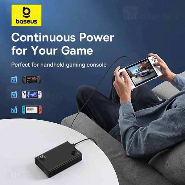 پاوربانک اورجینال Baseus Adaman ۱۴۰W | ظرفیت ۲۴۰۰۰mAh، دو پورت PD و یک USB-A
