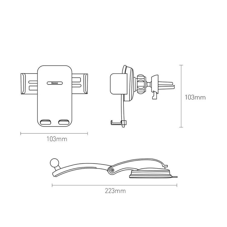 پایه نگهدارنده موبایل خودرو Baseus Easy Control Pro Clamp مدل SUYK010012 | نصب روی داشبورد یا دریچه، عملکرد گرانش، مناسب خرید عمده