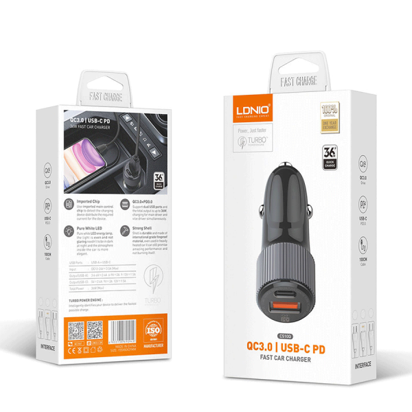 شارژر فندکی دو پورت LDNIO C510Q