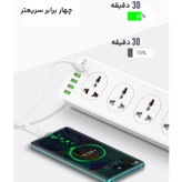 چند راهی برق ۶ پریز و ۶ پورت USB الدینیو