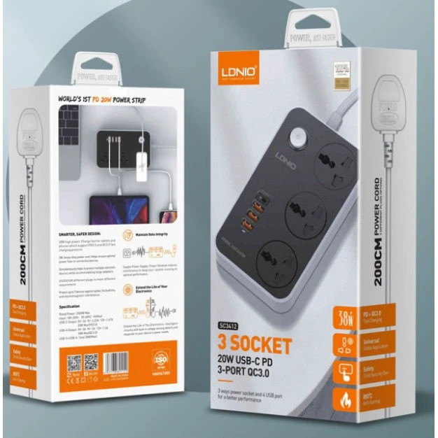 چند راهی برق با USB هوشمند الدینیو SC3412