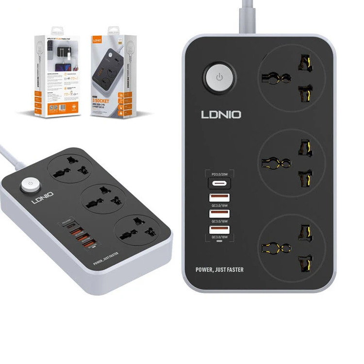 چند راهی برق ۳ پریز و ۴ پورت USB الدینیو