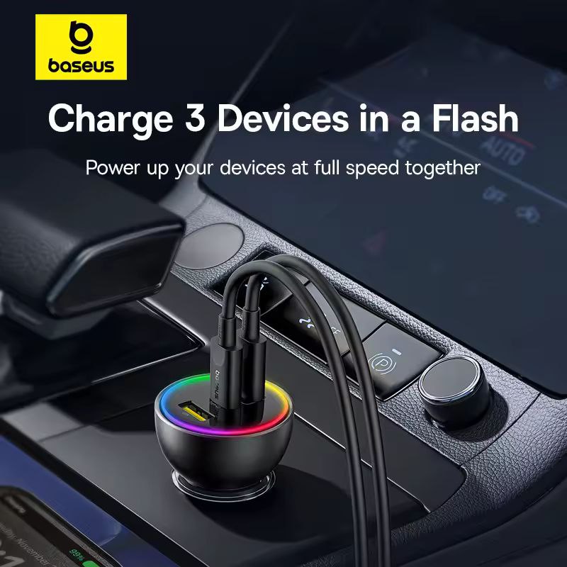 شارژر فندکی بیسوس با ۲ پورت PD و USB