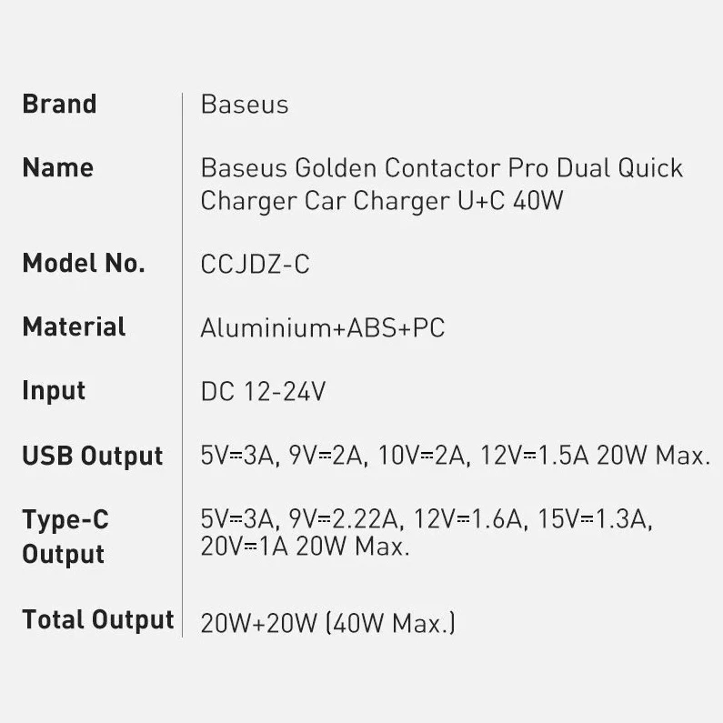 شارژر فندکی USB-C و USB-A بیسوس
