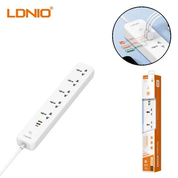 چندراهی برق و شارژر الدینیو مدل SC5319 با ۵ پریز و ۳ پورت USB