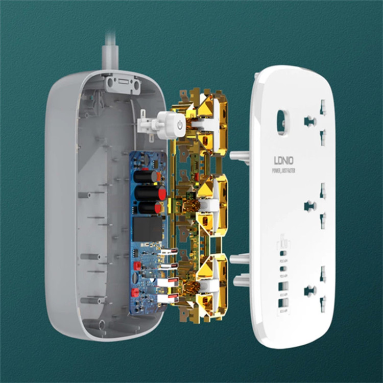 چندراهی برق و شارژر LDNIO SC3416 GaN با ۳ پریز برق و ۴ پورت USB