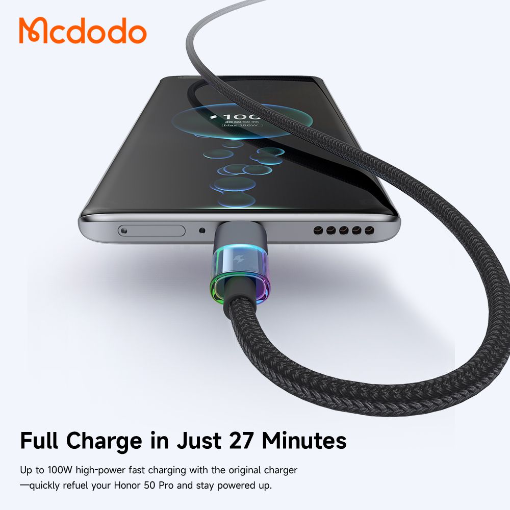 کابل شارژ Type-C مکدودو Mcdodo CA-8180 طول ۱.۲ متر | فست شارژ با چراغ رنگی