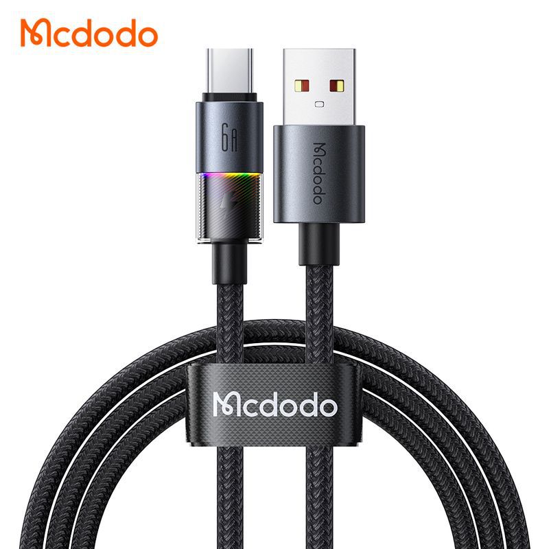 کابل شارژ Type-C مکدودو Mcdodo CA-8180 طول ۱.۲ متر | فست شارژ با چراغ رنگی