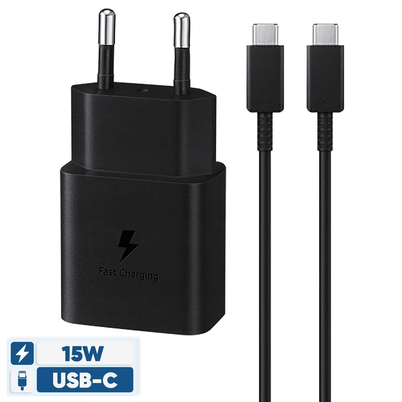 شارژر دیواری ۱۵ وات سامسونگ مدل EP-T1510 با کابل | شارژ سریع با درگاه USB-C