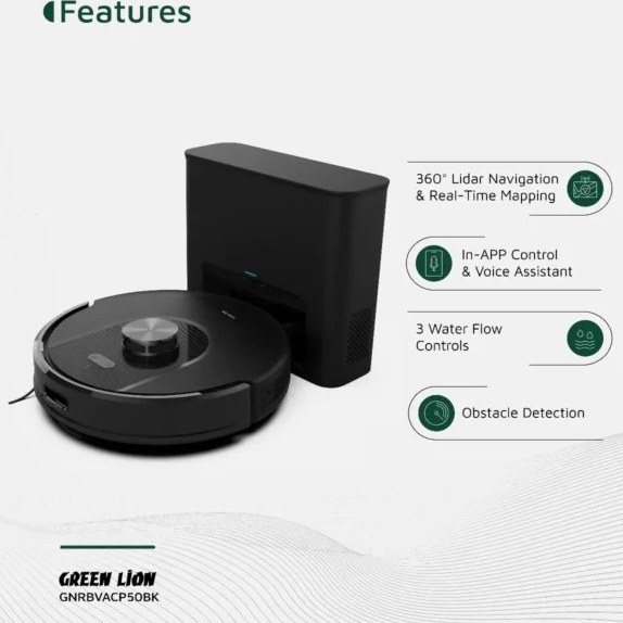 جاروبرقی رباتیک هوشمند گرین لاین مدل Smart Robot Vacuum Pro – مکش ۴۰۰۰ Pa