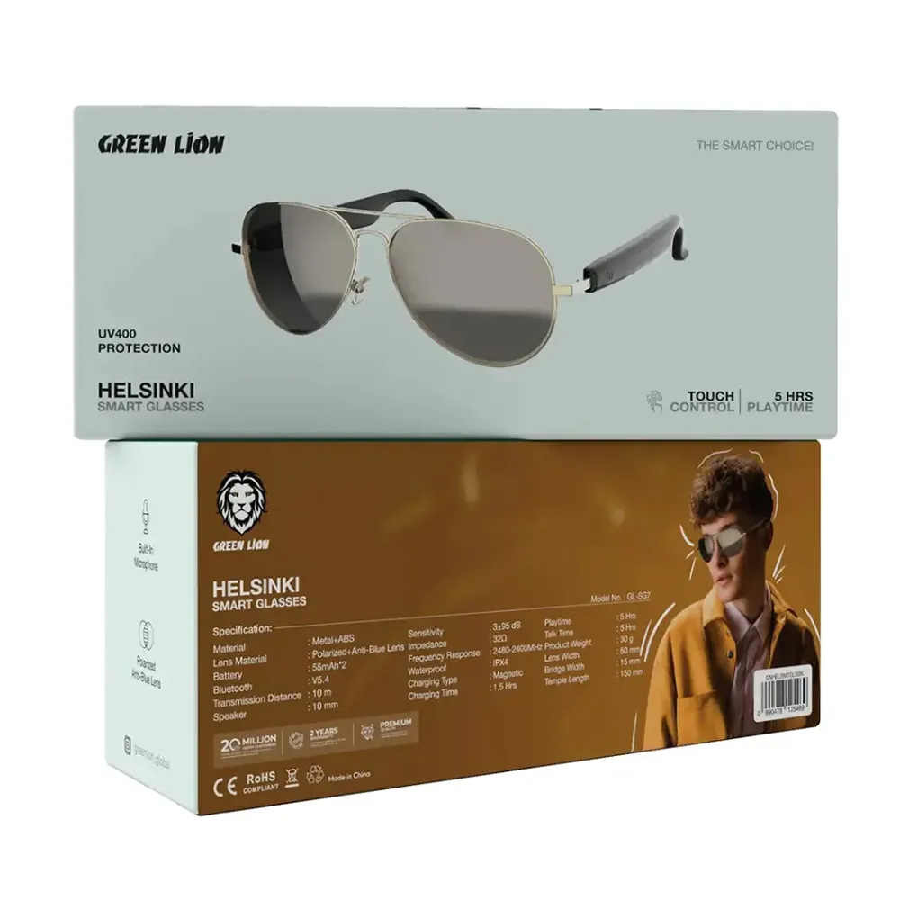 عینک آفتابی هوشمند گرین لاین مدل Helsinki Smart Glass (کد GNHELSMTGLSBK)